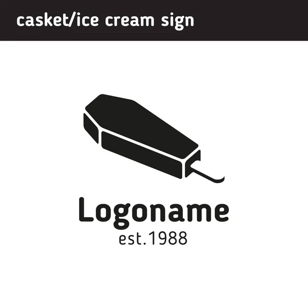 A simple sign of the coffin in the form of ice cream for your lo — Stock Vector
