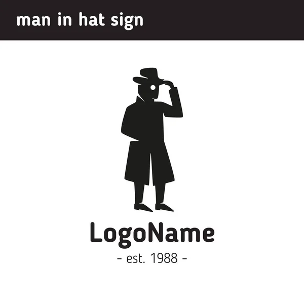 Logo hombre en un sombrero y gafas — Archivo Imágenes Vectoriales