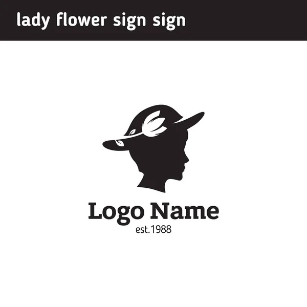 Signe fleur en chapeau silhouette — Image vectorielle