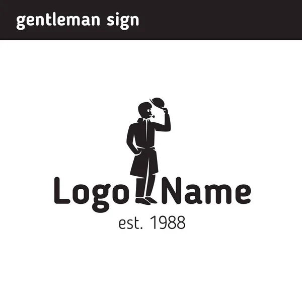 Signer gentleman moustachu bienvenue — Image vectorielle