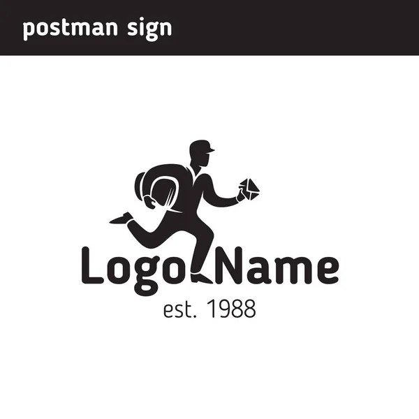 Logo muž rychle doručit balíček — Stockový vektor
