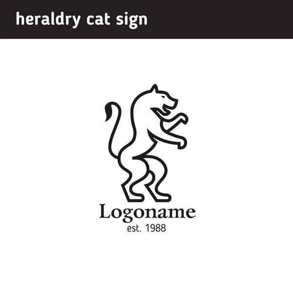 Logotipo de gato heráldica de linhas — Vetor de Stock