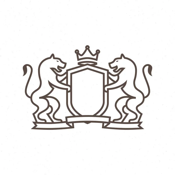 Héraldique chat logo de lignes — Image vectorielle