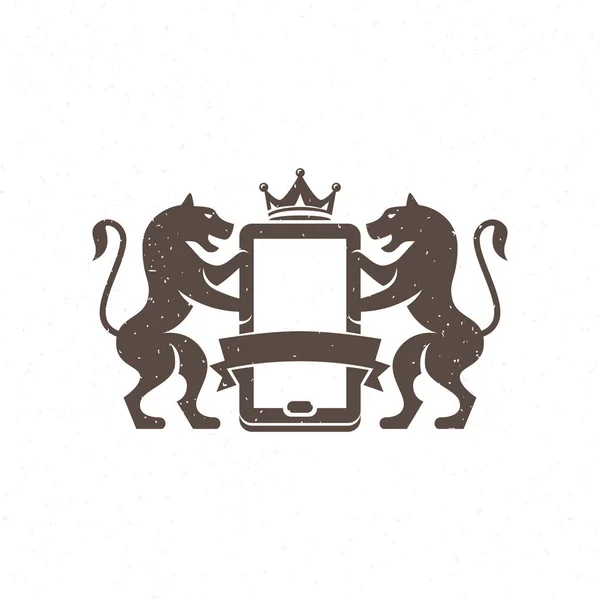 紋章の猫のシルエットのロゴ — ストックベクタ