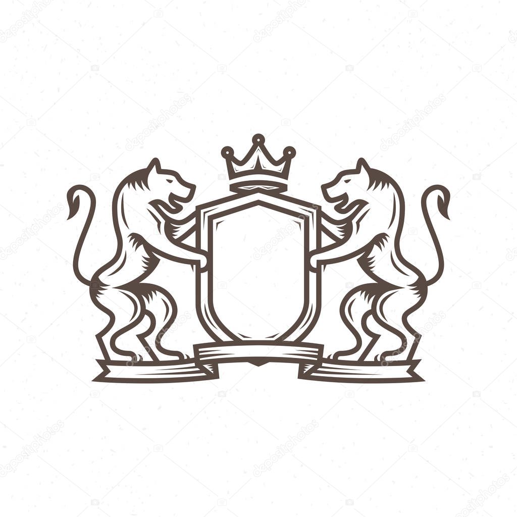 Heraldry logo in the style of engraving  for company
