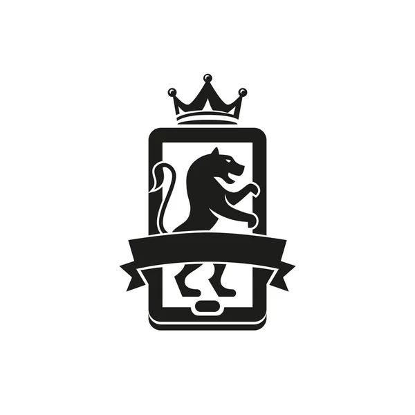 行の紋章猫ロゴ — ストックベクタ