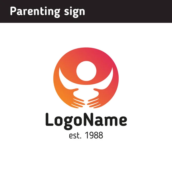 Logotipo en forma de manos sosteniendo a un niño, para la acción relacionada con Ilustración De Stock