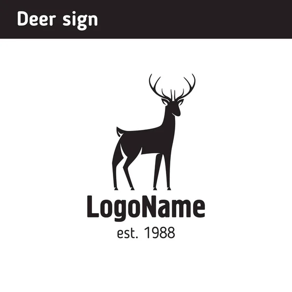 Logo şablonu siluet genç bir geyik av için uygun — Stok Vektör