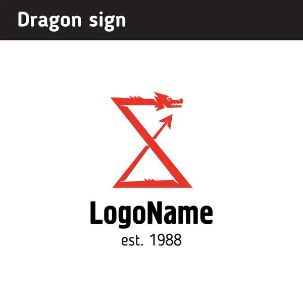 Logotyp mall röd drake bildar två trianglar — Stock vektor