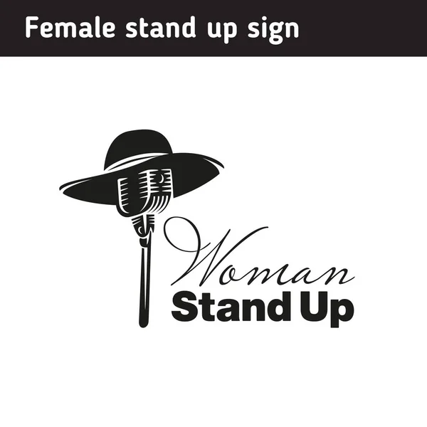 Logotipo para stand up femenino, signo blanco y negro Gráficos Vectoriales