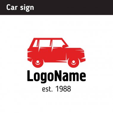 sign family car, red minivan clipart