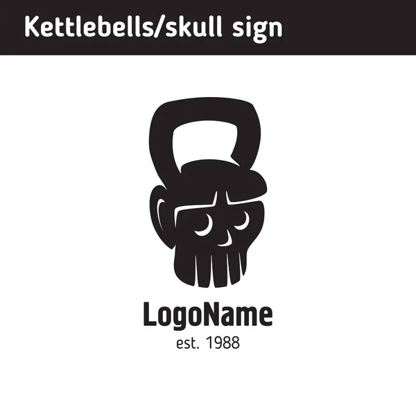 A kettlebell koponya logó — Stock Vector