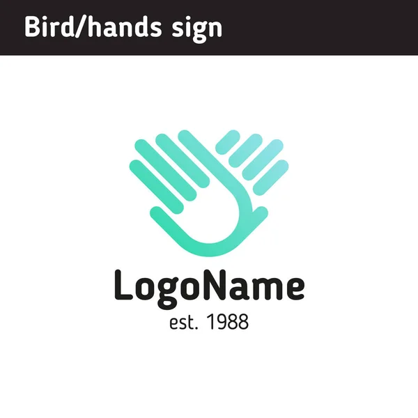 Bir kuş, bir eğitim veya hayırsever orga için el logo wings — Stok Vektör