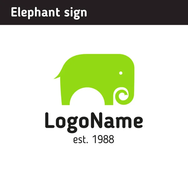 Logotipo elefante verde, confiabilidade e força — Vetor de Stock