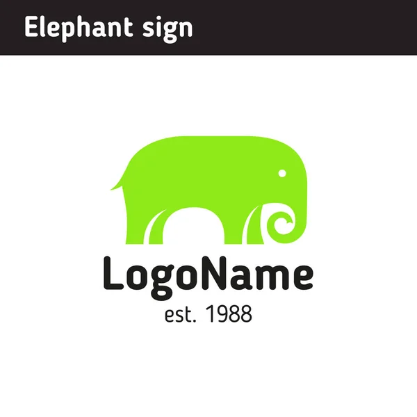 Logotipo elefante verde, confiabilidade e força — Vetor de Stock