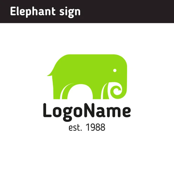 Logotipo elefante verde, confiabilidade e força — Vetor de Stock