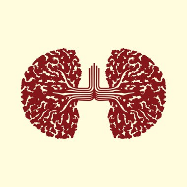 Logo ağaçlarda akciğerler şeklinde, tıp ve ecolo Tema