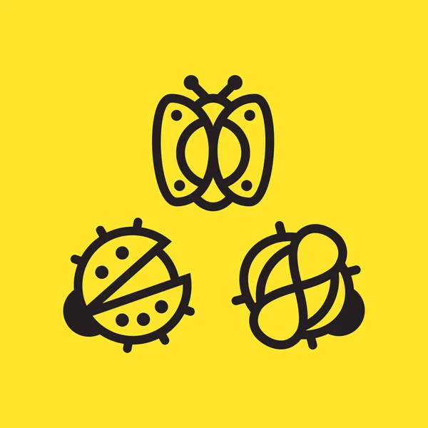 Un logo d'insectes colorés, bien adapté à une instit pour enfants — Image vectorielle