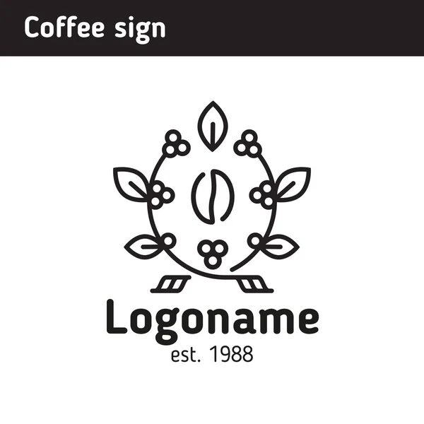 Логотип для кофейни, кофейные зерна в рамке кофе б — стоковый вектор