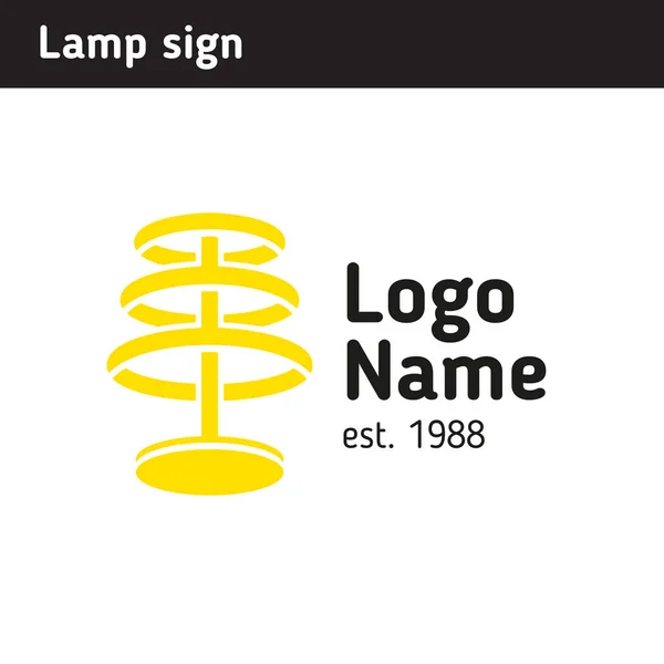 Logo je žluté lampy, svítidla salon nebo jako metafora f — Stockový vektor