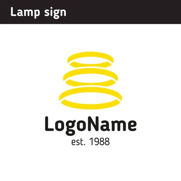 Sarı bir lamba, bir aydınlatma sistemleri salonu için veya bir metafor f olarak logodur — Stok Vektör