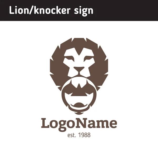 Λογότυπο ρόπτρο με τη μορφή κεφαλής λιονταριού — Διανυσματικό Αρχείο