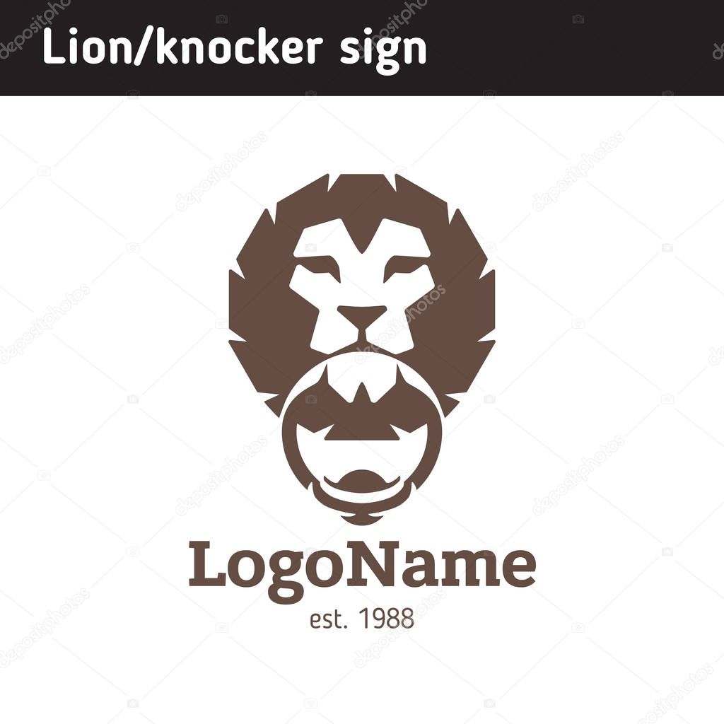 Sign knocker in the form of a lion's head