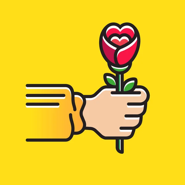 Illusztráció egy virág a kezében — Stock Vector