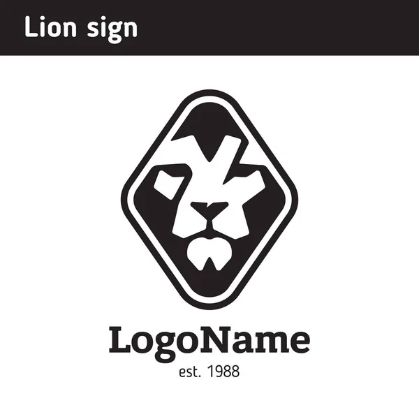 Logotypen för lejonets ansikte, symboliserar självförtroende och styrka — Stock vektor