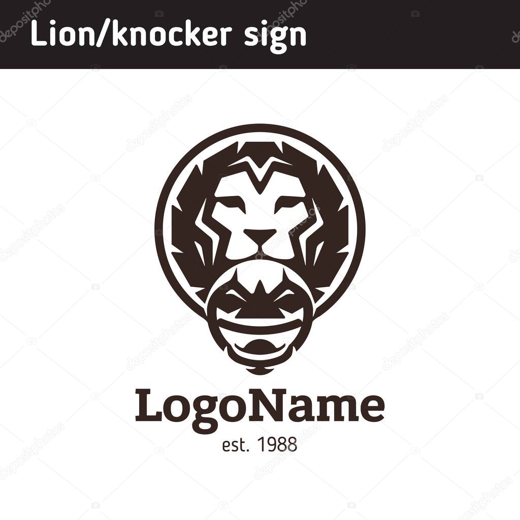 Sign knocker in the form of a lion's head