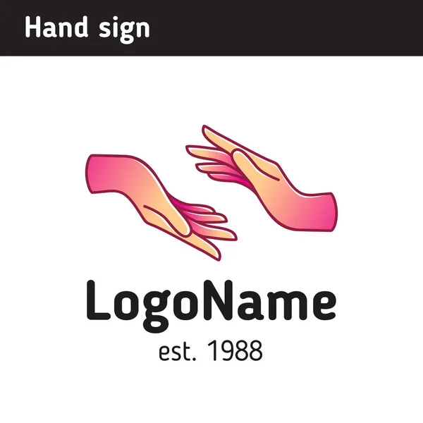 Logotipo de duas mãos, em linha estilo de arte — Vetor de Stock