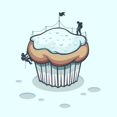 Mountaineers who stormed a winter cake clipart
