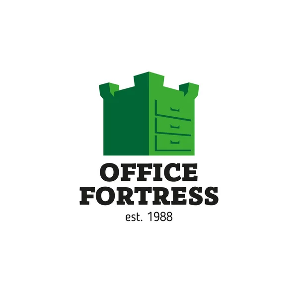Логотип офісної коробки у формі фортеці, безпека даних — стоковий вектор