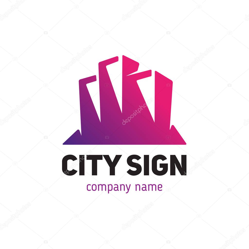 Logo Template in the form of a silhouette of a small city