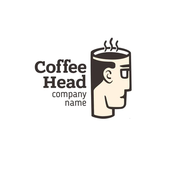 Logo de uma cabeça com uma xícara de café — Vetor de Stock