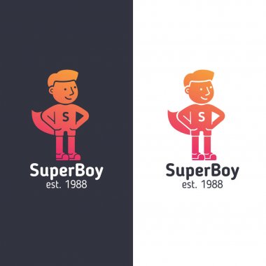 Logo süper çocuk, okul veya ilave sınıflarda çocuk için uygun 