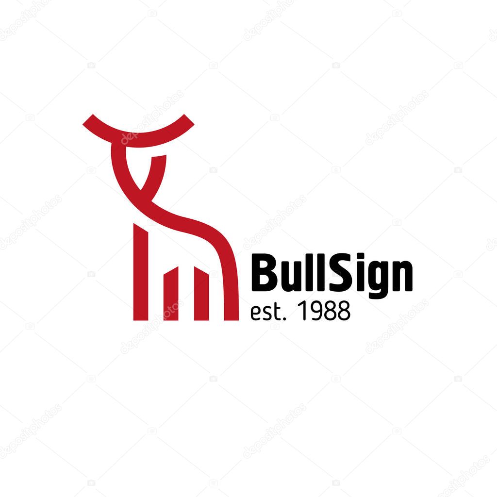 Red bull sign in modern style, line art