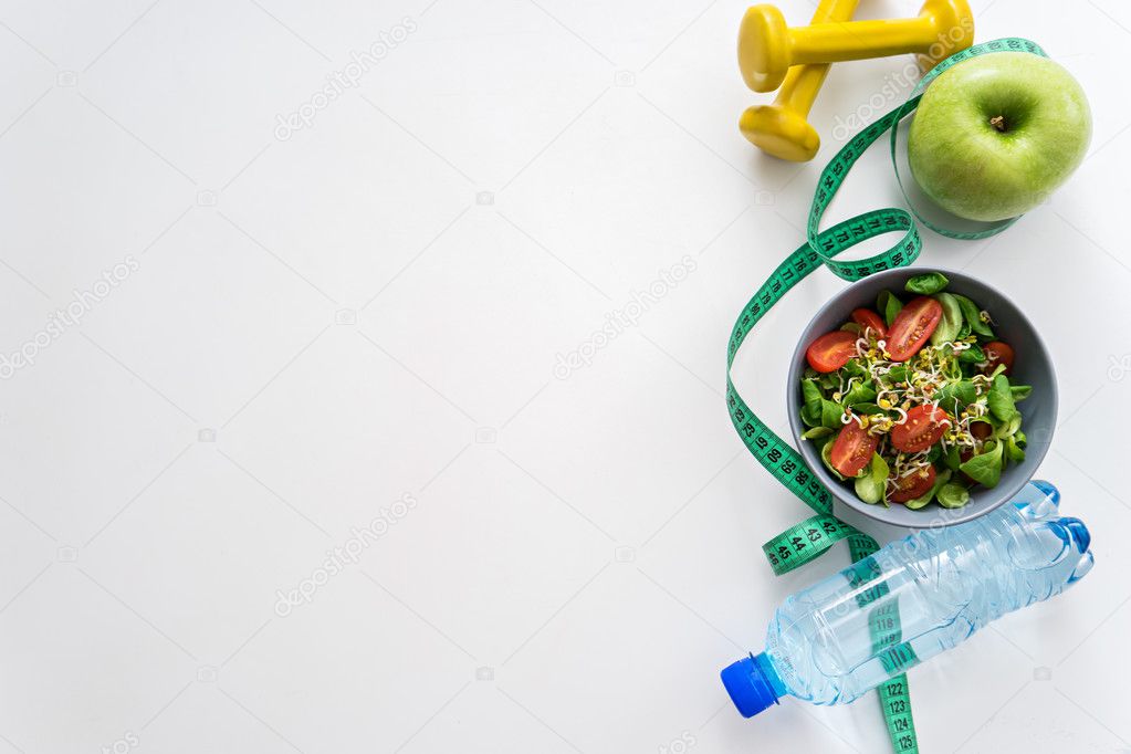 fitness equipment and healthy food