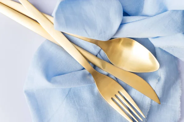 Gold cutlery set — Stock Photo, Image