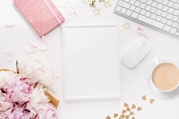 Flat lay image of workplace — Stock Photo, Image