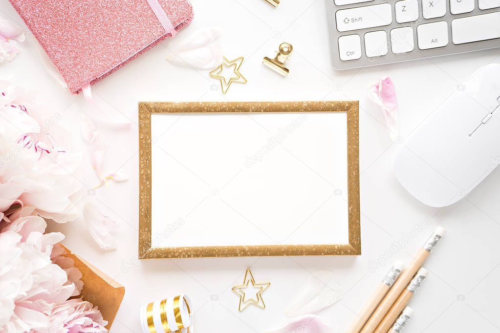 holiday desktop with blank frame