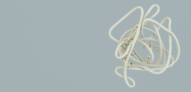 3 boyutlu illüstrasyon, düğümlenmiş boru, kopyalama uzayı. kavram metaforu 