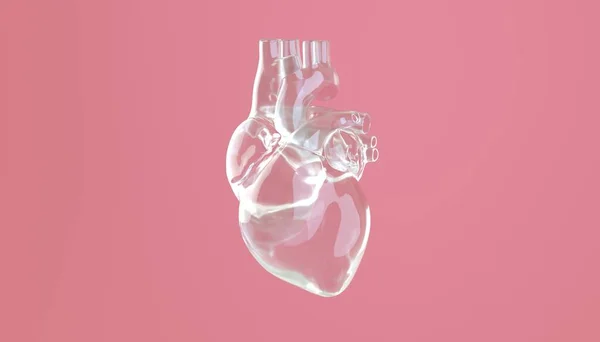 Παρέχονται Απεικόνιση Της Γυάλινης Καρδιάς Ροζ Φόντο Ιατρική Έννοια — Φωτογραφία Αρχείου