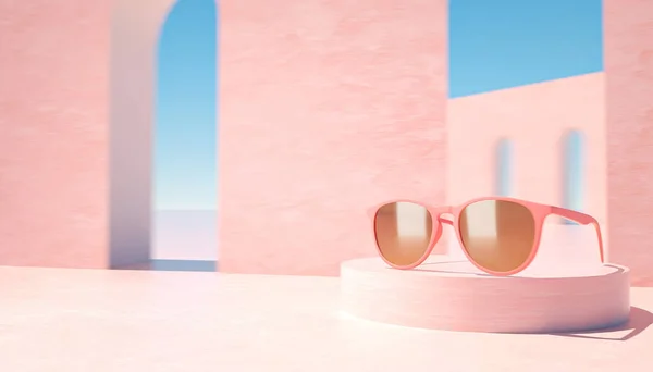 Rendered Illustration Modern Pink Sunglasses Presentation Space Text — Stock Photo, Image