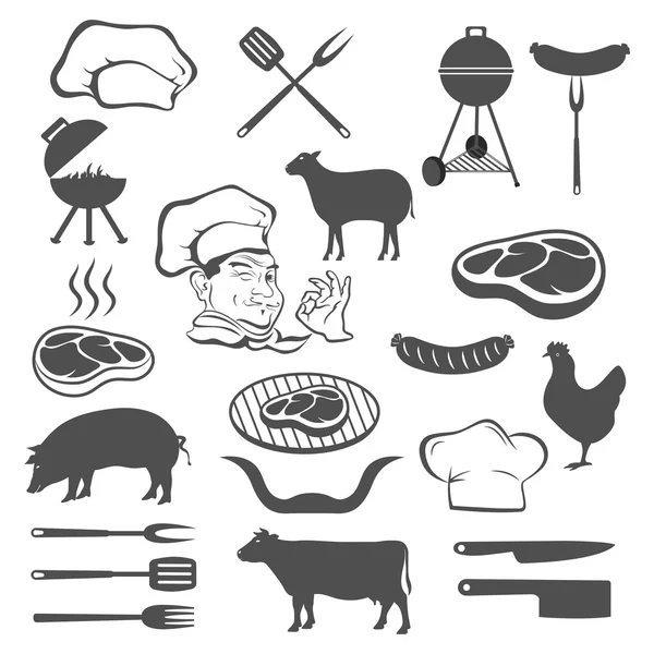 Meat and set of tools — Stock Vector