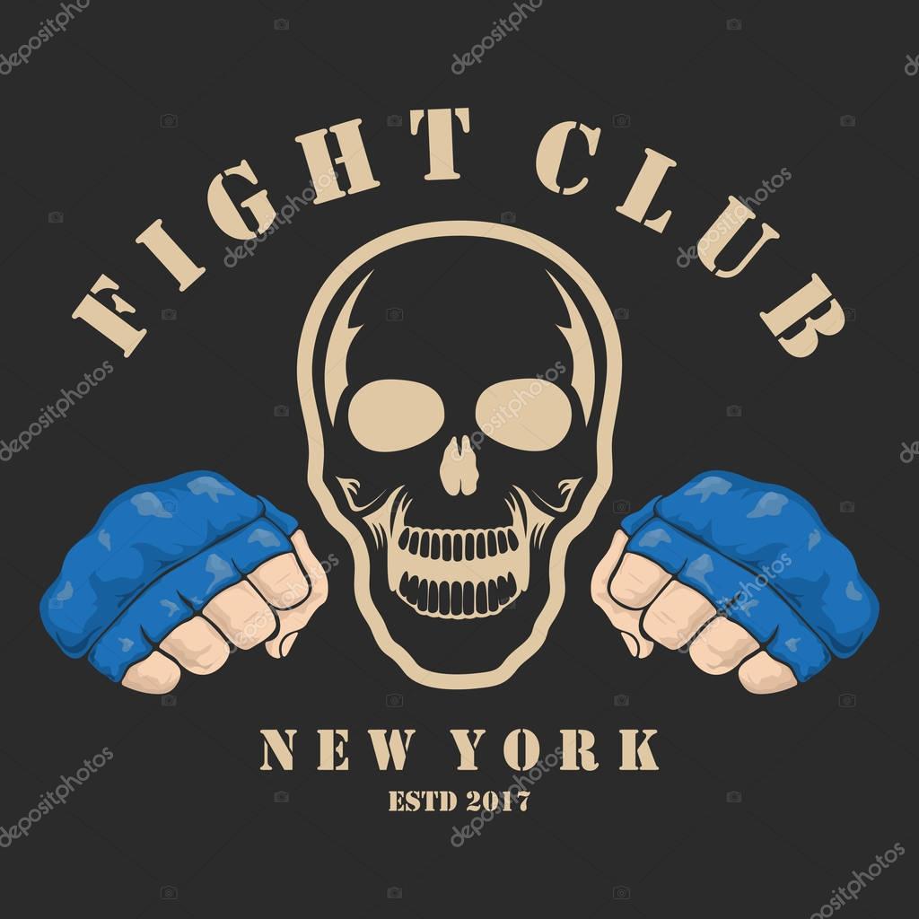 Emblem about fighting club. Monochrome graphic style