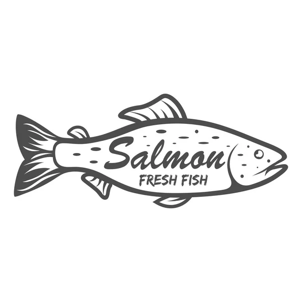 Lachsikone. Salzwasserfische isoliert auf weißem Hintergrund. Vektorillustration, Clip Art — Stockvektor