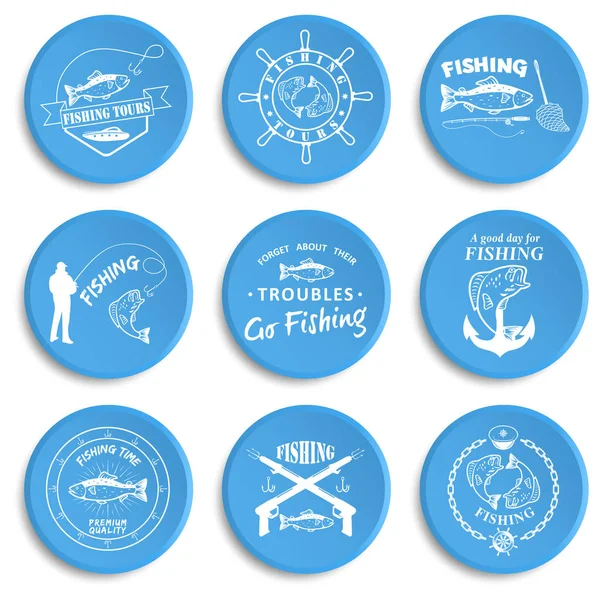 Set of vintage fishing labels, badges — Stock Vector