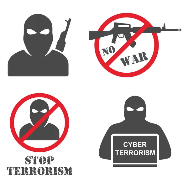 Terörizm silahlı terörist siyah maske tutun silah makineli tüfek — Stok Vektör