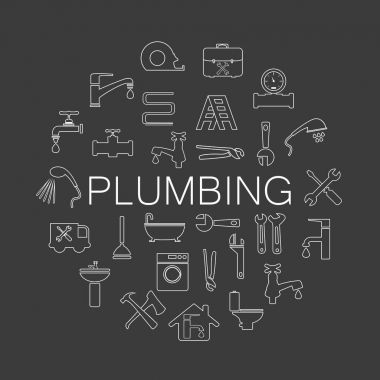 Sıhhi tesisat nesneleri ve araçları simgeler